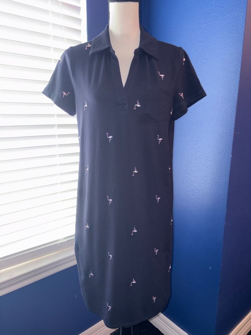 🦩T by Talbots Embroidered Flamingo Polo Dress | Size M | EUC